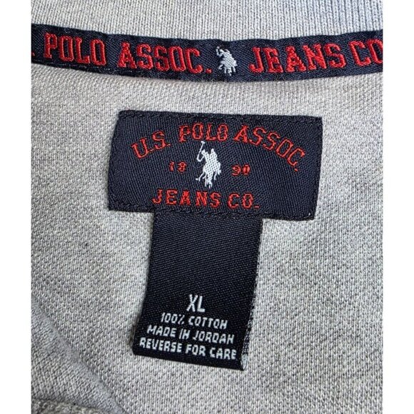 U.S. Polo Assn. Mens Gray Polo Shirt XL 100% Cotton Short Sleeve Embroidered Log - Picture 2 of 8